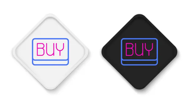 Line Buy gomb ikon elszigetelt fehér háttér. Pénzügyi és tőzsdei befektetési piaci koncepció. Színes vázlat koncepció. Vektor — Stock Vector
