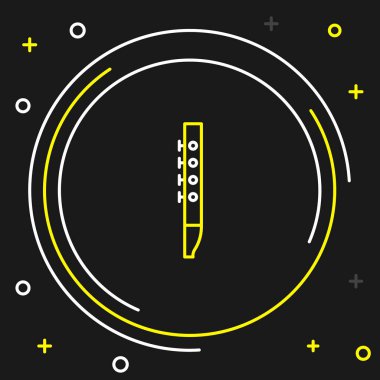 Satır Flütü simgesi siyah arkaplanda izole edildi. Müzik aleti. Renkli taslak konsepti. Vektör