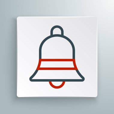 Satır zil simgesi beyaz arkaplanda izole edildi. Alarm sembolü, servis zili, el zili işareti, uyarı sembolü. Renkli taslak konsepti. Vektör