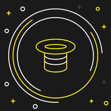 Line Magic hat icon isolated on black background. Magic trick. Mystery entertainment concept. Colorful outline concept. Vector
