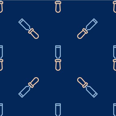 Line Chisel tool for wood icon isolated seamless pattern on blue background. Vector