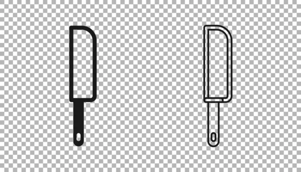 黑刀图标隔离在透明的背景上.餐具的象征。B.病媒 — 图库矢量图片