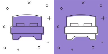 Büyük yatağı beyaz ve mor arkaplanda iki ya da bir kişi için ayır. Vektör