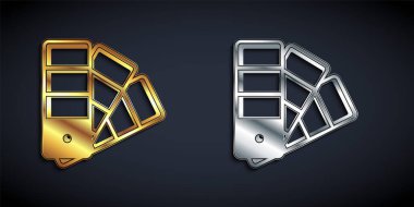 Gold and silver Color palette guide icon isolated on black background. Long shadow style. Vector