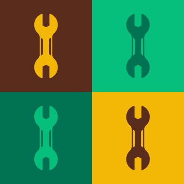 Pop Art Wrench anahtar simgesi renk arkaplanında izole edildi. Anahtar tamir aleti. Servis aracı sembolü. Vektör