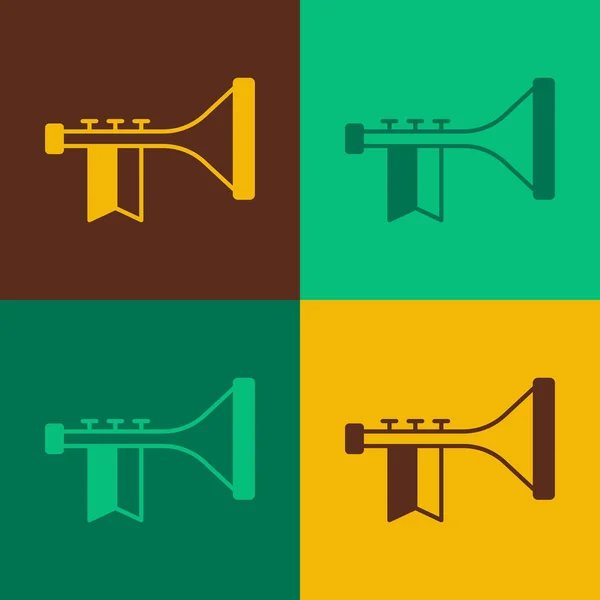 Pop art Trumpet icon isolated on color background. Musical instrument. Vector — Stock vektor