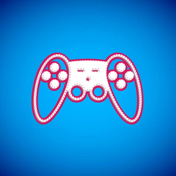 Icono de Gamepad blanco aislado sobre fondo azul. Controlador de juego. Vector — Vector de stock