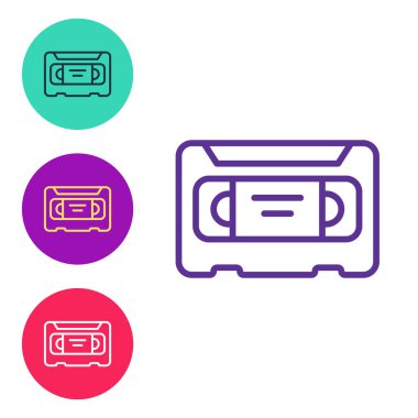 Set line VHS video cassette tape icon isolated on white background. Set icons colorful. Vector