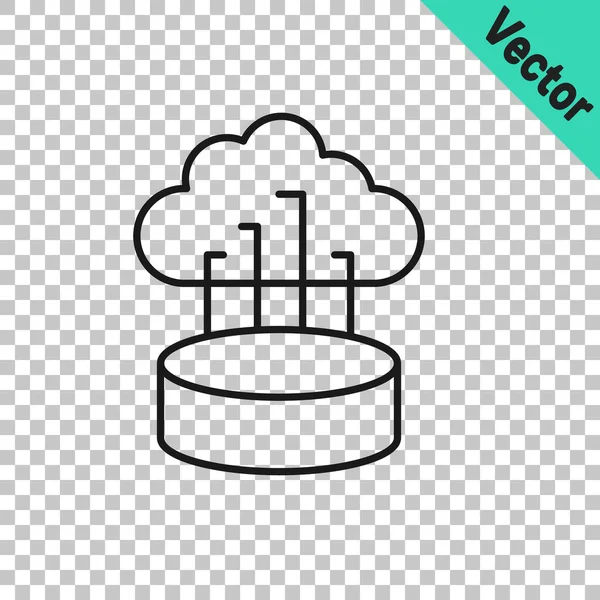 Black line Netzwerk Cloud-Verbindung Symbol isoliert auf transparentem Hintergrund. Soziale Technologie. Cloud Computing Konzept. Vektor — Stockvektor