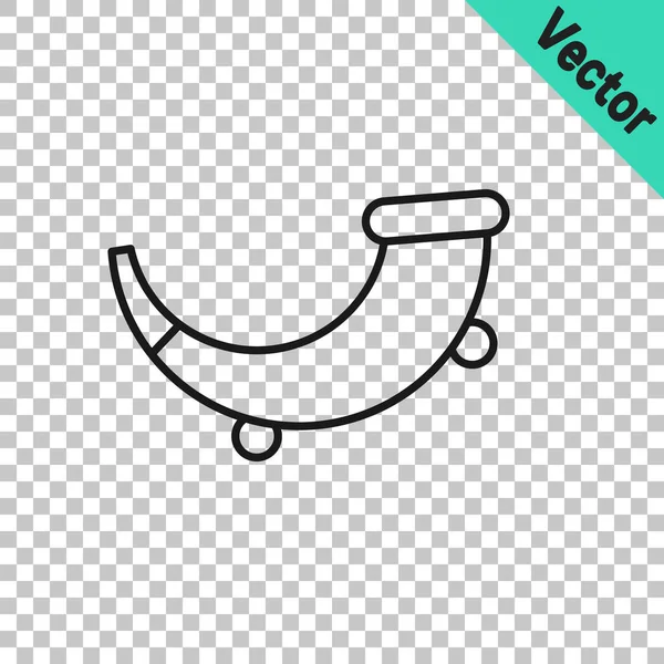 Black line Hunting horn icon isolated on transparent background. Vector — Stock Vector