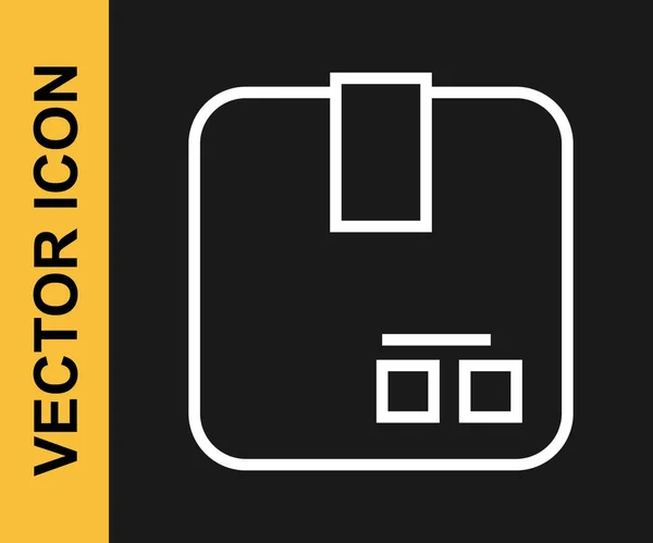 Weiße Linie Kartonschachtel-Symbol isoliert auf schwarzem Hintergrund. Box, Paket, Paketschild. Lieferung und Verpackung. Vektor — Stockvektor