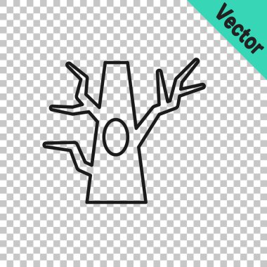 Siyah çizgi Çıplak ağaç simgesi şeffaf arkaplanda izole edildi. Vektör