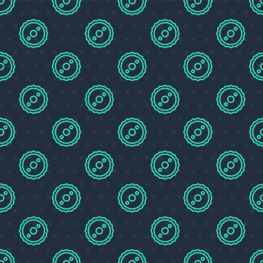 Yeşil çizgili testere bıçak ikonu mavi arka planda izole edilmiş pürüzsüz desen. Testere tekerleği. Vektör