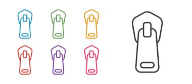 Zipper simgesini beyaz arkaplanda izole et. Simgeleri renklendirin. Vektör