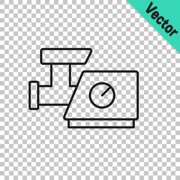 Black line Kitchen meat grinder icon isolated on transparent background. Vector — Stock Vector