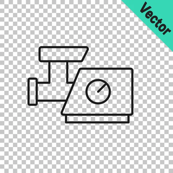 Schwarze Linie Küche Fleischwolf Symbol isoliert auf transparentem Hintergrund. Vektor — Stockvektor