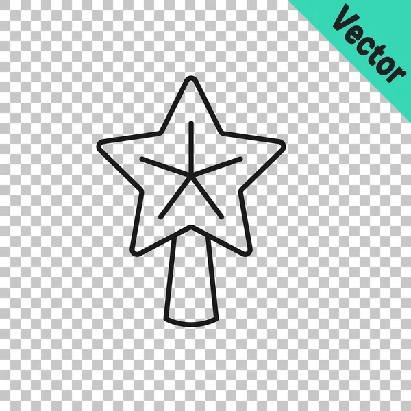 Icono estrella de Navidad de línea negra aislado sobre fondo transparente. Feliz Navidad y Feliz Año Nuevo. Vector — Archivo Imágenes Vectoriales