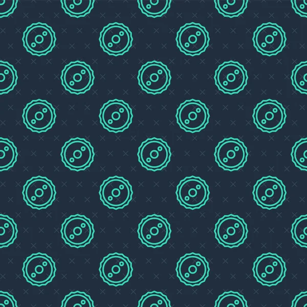 Yeşil çizgili testere bıçak ikonu mavi arka planda izole edilmiş pürüzsüz desen. Testere tekerleği. Vektör