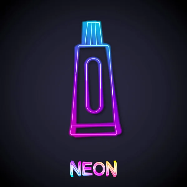 Świecąca neon linia Tube ikony pasty do zębów izolowane na czarnym tle. Wektor — Wektor stockowy