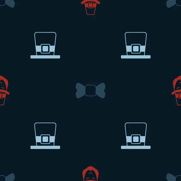 Set Leprechaun, Bow tie and hat on seamless pattern. Vector — Image vectorielle