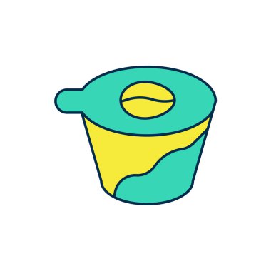 Beyaz arka planda izole edilmiş kahve makinesi ikonunun üzerine dökülen ana hatlar. Alternatif kahve demleme yöntemleri. Kahve kültürü. Vektör