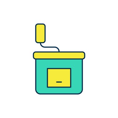 Beyaz arkaplanda el yapımı kahve öğütücü simgesi var. Vektör