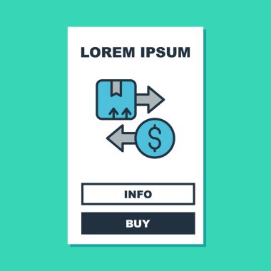 Doldurulmuş Vergi kutusu karton kutu simgesi turkuaz arka planda izole edildi. Kutu, paket, paket işareti. Teslimat ve ambalaj. Vektör