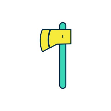 Doldurulmuş ahşap balta simgesi beyaz arkaplanda izole edildi. Oduncu baltası. Vektör