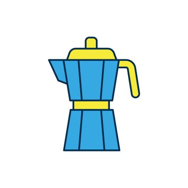 Beyaz arka planda izole edilmiş kahve makinesi moca pot ikonu. Vektör