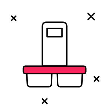 Beyaz arka planda izole edilmiş bir şekilde kahve bardağını doldurdum. Vektör