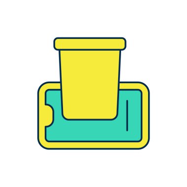 Mobil ikon üzerindeki yiyecek siparişi beyaz arka planda izole edildi. Cep telefonuyla sipariş verin. Restoran yemek teslimatı konsepti. Vektör