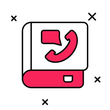 Doldurulmuş telefon rehberi simgesi beyaz arkaplanda izole edildi. Adres defteri. Telefon rehberi. Vektör