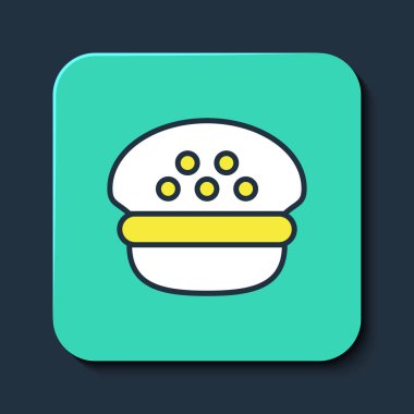 Mavi arkaplanda ana hatlı taksi sürücüsü simgesi izole edildi. Turkuaz kare düğme. Vektör