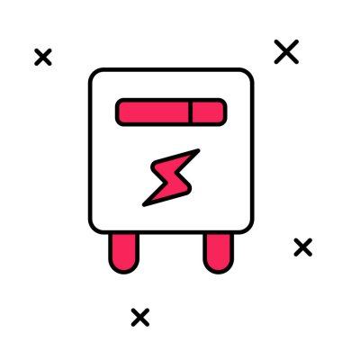 Doldurulmuş elektrik sayacı simgesi beyaz arkaplanda izole edildi. Vektör