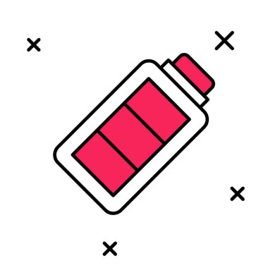 Doldurulmuş Batarya şarj seviyesi göstergesi simgesi beyaz arkaplanda izole edildi. Vektör