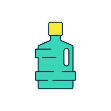 Beyaz arka planda izole edilmiş temiz su ikonuyla dolu büyük bir şişe. Soğutucu için plastik kap. Vektör