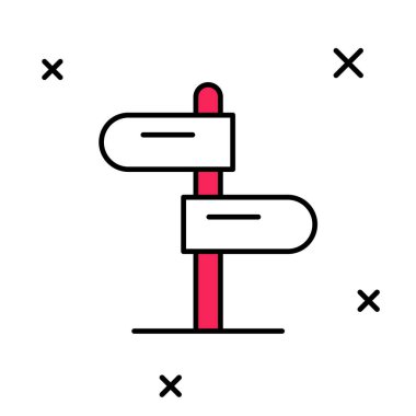Ana hatlı trafik levhası. Beyaz arkaplanda sinyal simgesi izole edildi. İşaretçi sembolü. İzole sokak bilgi levhası. Yön tabelası. Vektör