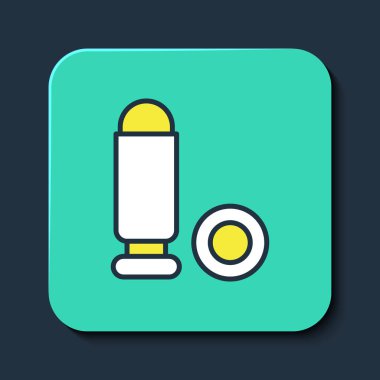 Doldurulmuş kurşun ikonu mavi arkaplanda izole edildi. Turkuaz kare düğme. Vektör