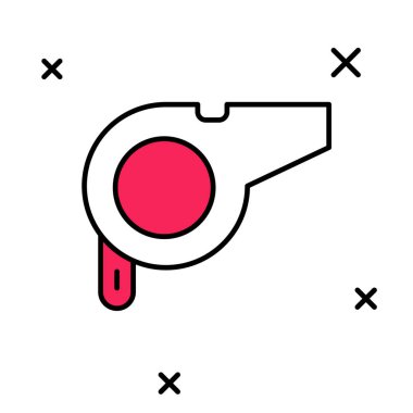 Doldurulmuş Whistle simgesi beyaz arkaplanda izole edildi. Hakem sembolü. Spor ve spor burcu. Vektör