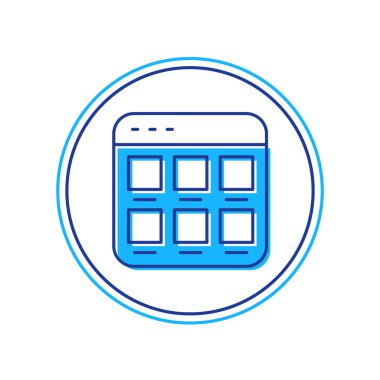 Beyaz arkaplanda izole edilmiş çevrimiçi ekran simgesi alışverişi. Konsept e-ticaret, e-ticaret, online iş pazarlama. Vektör