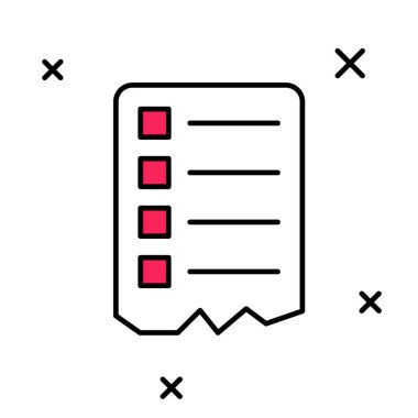 Doldurulmuş ana hatlar listesi simgesi beyaz arkaplanda izole edildi. Vektör