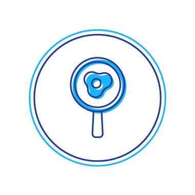 Beyaz arka planda izole edilmiş kızarmış tavada yumurta. Kızartma veya kızartma gıda sembolü. Vektör