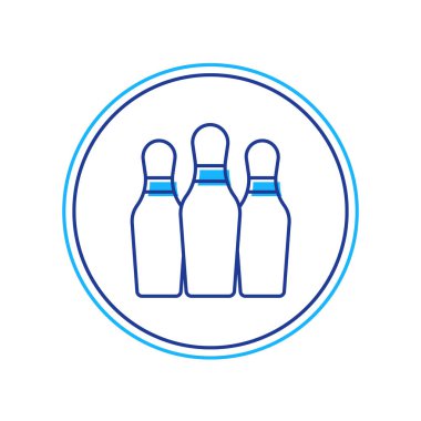 Doldurulmuş bovling pin simgesi beyaz arkaplanda izole edildi. Hokkabazlık kulüpleri, sirk şekerlemeleri. Vektör