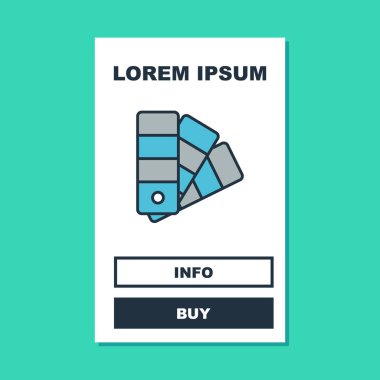 Renk palet kılavuzu simgesi turkuaz arkaplanda izole edildi. Vektör