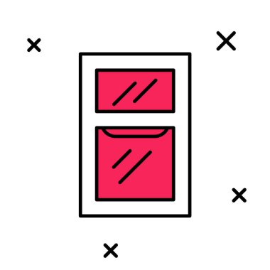 Beyaz arkaplanda izole edilmiş oda simgesindeki ana hatlı pencere. Vektör