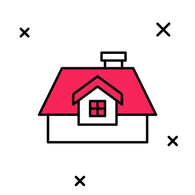 Beyaz arkaplanda izole edilmiş ana hatlı ev simgesi. Ev sembolü. Vektör