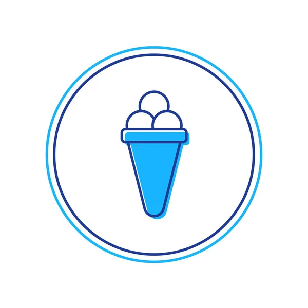Заполненный очертания мороженого в вафельный конус значок изолированы на белом фоне. Милый символ. Вектор — стоковый вектор