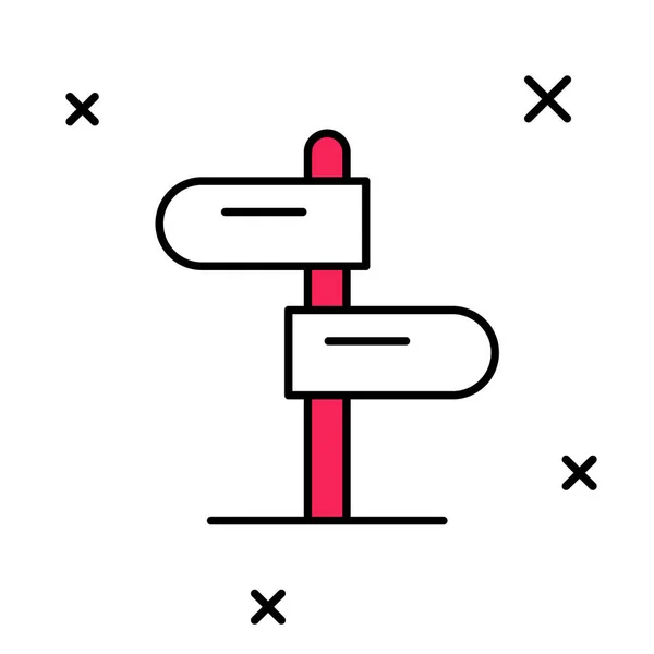 Заполнил очертания дорожного знака. Значок Signpost выделен на белом фоне. Символ Указателя. Изолированный информационный знак. Направление. Вектор — стоковый вектор