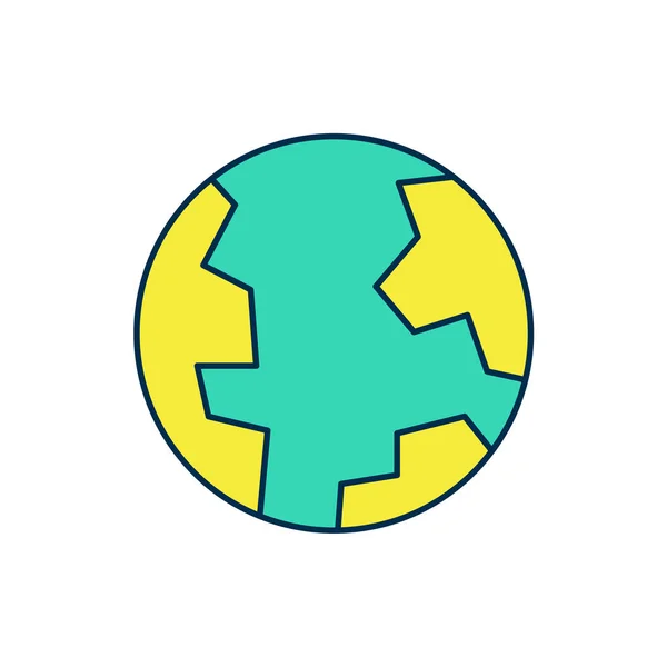 Заполненный очертания земной шар значок изолирован на белом фоне. Знак мира или Земли. Глобальный интернет-символ. Геометрические формы. Вектор — стоковый вектор