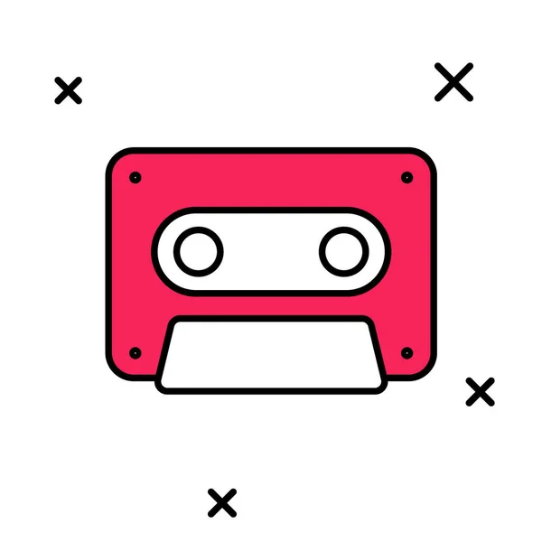 Filled outline Retro audio cassette tape icon isolated on white background. Vector — Stock Vector